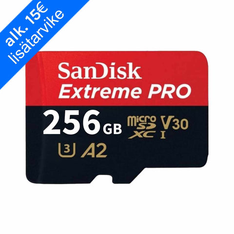 256Gt MicroSD/SDXC V30 A2 muistikortti vuokraus